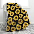Miniatyrbillede 1 af 4: Ultra Blødt Varmt Helårs Solsikke Tæppe til Seng Stol Bil Sofa Soveværelse 130 x 150 cm Sort