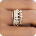 Miniatyrbillede 1 af 5: Stabelbare guldringe til kvinder, der ikke anløber, trendy, fine 14K guldbelagte stabelbare cubic zirconia tommelfingerring