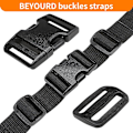 Miniatyrbillede 2 af 4: Kraftige spænder og remsæt 1\": 4 m tyk nylon webbing, 5-pak justerbare hurtig sideudløser plastikspænder, 10 tri-glide glideclips