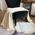 Miniatyrbillede 3 af 5: Flannel Tæppe med Pompom Nap Tæppe Hyggelig Seng Tæppe Sof