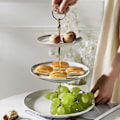 Miniatyrbillede 2 af 5: 3-lags keramisk kageopsats te cupcake fest bryllup display bordholder