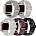 Miniatyrbilde 1 av 5: 5-pakning stropper for Fitbit Versa 2/se: Justerbare elastiske nylonbånd
