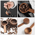 Miniatyrbillede 4 af 4: 2 stk. husholdningskaffeskeer Multifunktionelle træskeer Praktiske kaffeskeer