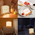 Miniatyrbillede 5 af 5: LED Toast Brød Natlampe med Genopladelig og Timer Bærbar Soveværelse Sengelampe
