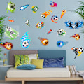 Miniatyrbillede 2 af 5: 4 stk. Vægstickers Fodbold i Farve Vægstickers Mural Dekaler