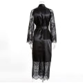 Miniatyrbillede 5 af 5: #L,Kimono Badekåber Lang Silke Satin Sort Kimono Badekåbe#