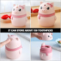 Miniatyrbild 1 av 5: Automatisk Tandpetare Dispenser Söt Gris Form Pop-Up Tandpetare H