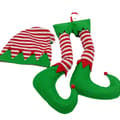 #Jultomte Elfben Grön Tyg Elfben Hatt Set#
