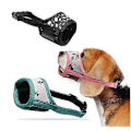 Miniatyrbillede 1 af 5: Hundekurv, blød nylon printkurv åndbar justerbar løkkemønster kæledyrskurve til små mellemstore store hunde Stop med at bide og gø