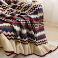 Miniatyrbillede 2 af 5: 1 Stk. 130x170cm Strikket Tæppe Kaffe Tartan Blød Behagelig D