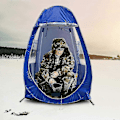 Miniatyrbild 1 av 4: Pop Up Enkelperson Isfiske Skydd Regntätt UV-skydd Fisketält Med Dörrar På Båda Sidor