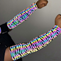 Miniatyrbillede 2 af 5: Regnbue Reflekterende Holografiske Glow Kompressionsærmer - 1 Par Zebra Print 40CM