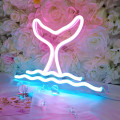 Miniatyrbillede 4 af 4: Havfruehale og bølge neon skilt til vægdekoration soveværelse