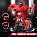 Miniatyrbild 5 av 5: (Röd) 2-i-1 Fjärrstyrd Robotbil, 1:18 Transformer Leksakspresent