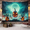 Pikkukuva 2 / 4: Halloween-tapetit Oranssi Kurpitsa Täysikuu Kummituslinna Luonnos