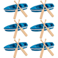 Miniatyrbillede 2 af 2: 6 Sæt Mini Resin Båd og Pagajer Model Figurer Legetøj Mikro Landskab Dekoration Simulation Ocean Strand Scene Dekoration (Båd+2 Pagajer)