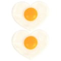 Miniatyrbilde 1 av 3: 2 stk. Simulert stekt egg modell dekorasjon modell rekvisitt falske hjerteformede stekte egg rekvisitter