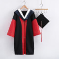 Miniatyrbild 3 av 5: 1 set examensuniform, anti-deformerad, andningsbar polyester, elegant, festlig akademisk uniform för unisex, gul
