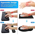 Miniatyrbild 2 av 5: Musmatta, Ergonomisk musmatta + tangentbords handledsstöd set för dator/laptop, halkfri gummibas memory foam handledsstöd set för lindring Getti
