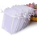 Miniatyrbillede 1 af 3: 100 stk. Premium Sheer Organza Poser, Hvide Bryllupsgaveposer Med Snøre, 4x4,72 Smykke Gaveposer Til