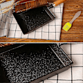 Miniatyrbillede 5 af 5: Mini Tamagoyaki-pande i støbejern - Ubelagt rektangulær japansk omeletpande med trælåg - Sort