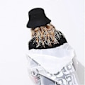 Miniatyrbillede 4 af 4: Fiskerhat Bomuld Bucket Hat Unisex Strandhat Fritidshat Floppy Hat Sort One Size