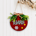 Miniatyrbillede 5 af 5: *3 stk. rustikke træ plaid krans juledekoration rund træ*