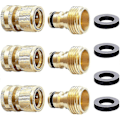 Miniatyrbilde 1 av 5: Hurtigkobling for hageslange, solid messing, hurtigkobling for hageslange, vannslangekoblinger, hageslangefrakobling 3/4 tommers Ght (3 sett)
