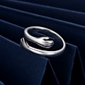 Miniatyrbillede 4 af 5: Hug Ring, 925 Sterling Sølv Justerbar Hug Ring Sølv Interlocking