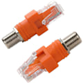 Pikkukuva 4 / 5: 4 KPL F - RJ45 -muunnin F Naaras - RJ45 Uros Koaksiaalipiippu Kytkentäsovitin Ethernet-liitin Koaksiaalinen Suora Liitin Oranssi