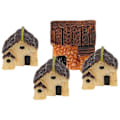 Miniatyrbillede 2 af 2: 4 STK Miniature Havearbejde Landskab Mikro Landsby Stenhuse Miniaturehus Stråtækte Hytter DIY Bonsai Terrarium Håndværk Skrivebords Ornamenter Tilbehør til