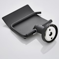 Miniatyrbillede 3 af 4: Toiletpapirholder med Rund Sort Base, Mat Sort, med Flap T