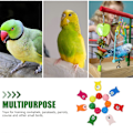 Pikkukuva 3 / 4: 100 kpl Papukaija Lintu Lelu Monivärinen DIY Tarvikkeet Puupalikat Rakennuspalikat Interaktiiviset Lelut Lintutarvikkeet