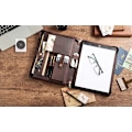 Miniatyrbillede 2 af 5: #Personlig A4-mappe Læder A4-mappe med lynlås Notesblokholder Foldbar Organizer Mørkebrun Gave til mænd#