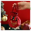 Miniatyrbilde 6 av 6: #2 stk Juleeplepose fløyelspose med snor, 12*15cm#