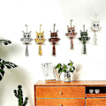 Miniatyrbillede 2 af 5: Ugle Macrame Vægtæppe Vævet Vægophæng Vedhæng Ornament Vævet Boheme Vægtæppe Murstensrød