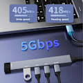 Pikkukuva 3 / 5: Type-C 5-in-1 -keskitin USB 3.0 -porteilla, nopea tiedonsiirto, helppo laitteiden liitäntä, telakointiasema, puhelintarvike