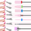 Miniatyrbild 4 av 5: Rosa 7-delad set med keramiska nagelfräsbits - Professionell för att ta bort gellack