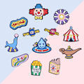 Miniatyrbillede 1 af 8: #12-delt sæt af søde tegnefilm-cirkus-køleskabsmagneter#