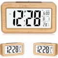 Miniatyrbild 1 av 5: Väckarklocka, enkel inställning, digital väckarklocka i bambu med temperatur, datum, bakgrundsbelysning, snooze, för sovrum, säng, hem, kontor, utan