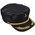 Miniatyrbillede 3 af 4: 1 stk. Søkaptajnshat Broderet Navy Cosplay Voksen Kaptajnshat Manian Stil til Voksne (Sort)