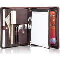 Miniatyrbillede 1 af 5: #Personlig A4-mappe Læder A4-mappe med lynlås Notesblokholder Foldbar Organizer Mørkebrun Gave til mænd#