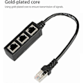 Miniatyrbilde 2 av 5: Rj45 Ethernet 1 til 3 Port Splitter Kabelnettverk med Cat5, Cat5e, Cat6, Cat7 Adapter Socket