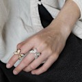 Miniatyrbillede 2 af 5: #Minimalistisk sommerfuglring, 2 stk. pigering, justerbar#