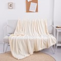 Miniatyrbillede 2 af 5: Flannel Tæppe med Pompom Nap Tæppe Hyggelig Seng Tæppe Sof