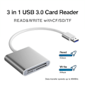 Miniatyrbillede 2 af 5: USB 3.0 til CF/SD/Storage Card 3-i-1 Kortlæser Plug-and-Play Højhastigheds Driverfri Flash Drive Disk Kortlæser Adapter