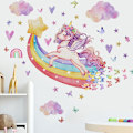 Miniatyrbild 4 av 4: Unicorn Rainbow Väggdekaler Unicorn Ballong Väggdekaler Måne Moln för Flickrum Barnrum