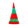 Miniatyrbillede 3 af 5: /#/Udvidet rød og grøn stribet plys julehat/#/