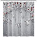 Miniatyrbillede 1 af 5: #150x180cm, Vinter Jul Snefnug Bruseforhæng Bruseforhæng#