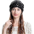Miniatyrbillede 4 af 5: Dame Sommer Strikkede Hatte Håndlavet Hæklet Hat Slouch Beanie Hat Sort